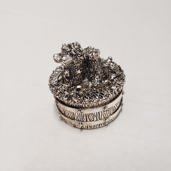 Vintage Silver Tone Sheep Mary Had A Lamb Ornate Jewelry Music Box Trinket New - Picture 5 of 8